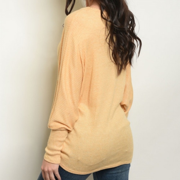 LAST 1! Mustard ribbed dolman sleeve twist tunic - Picture 3 of 3